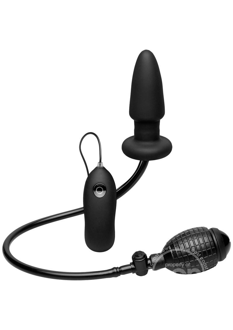 Deluxe Wonder Plug Inflatable Silicone Vibrating Butt Plug with Remote Control