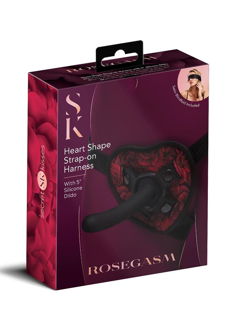 Secret Kisses Rosegasm Strap-On Harness with G-Spot Dildo and Blindfold