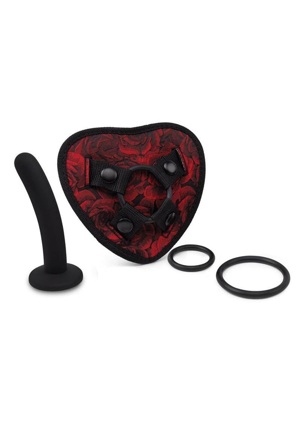 Secret Kisses Rosegasm Strap-On Harness with G-Spot Dildo and Blindfold