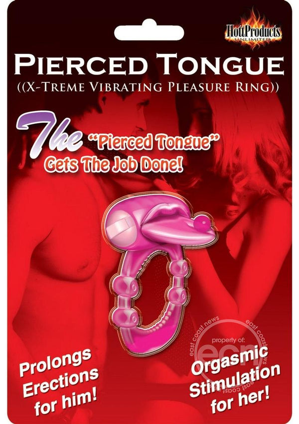 Pierced Tongue Vibrating Silicone Cock Ring Waterproof