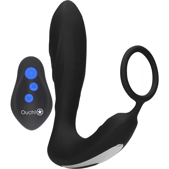 Ouch! Electro and Vibrating Butt Plug with Cock Ring