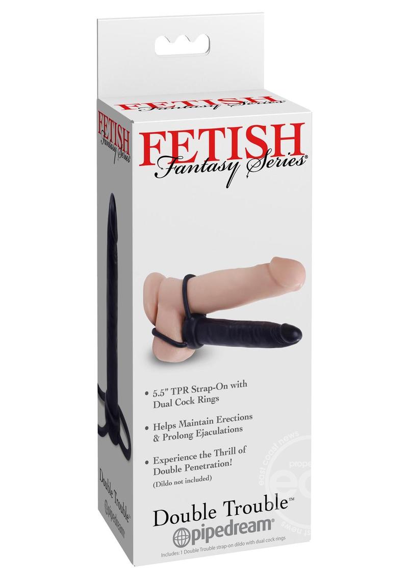 Fetish Fantasy Series Double Trouble Strapless Strap-On Dildo with Dual Cock Rings 5.5in