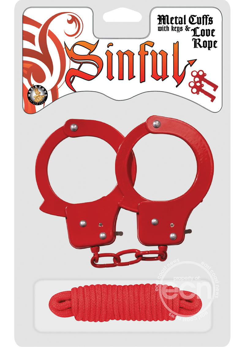 Sinful Metal Cuffs with Keys and Love Rope