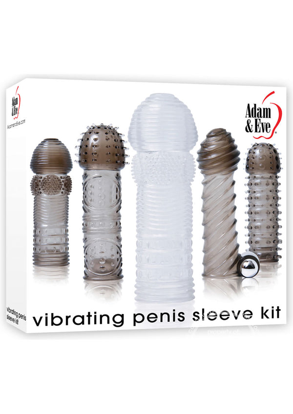 Adam & Eve Vibrating Textured Penis Sleeve and Bullet (6 piece kit)