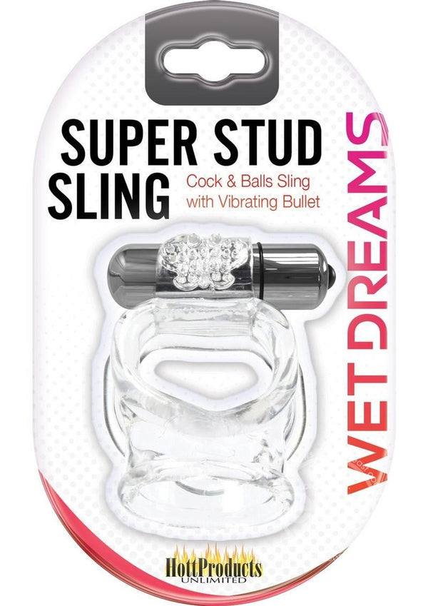 Wet Dreams Vibrating Super Stud Sling Silicone Cock Ring Waterproof