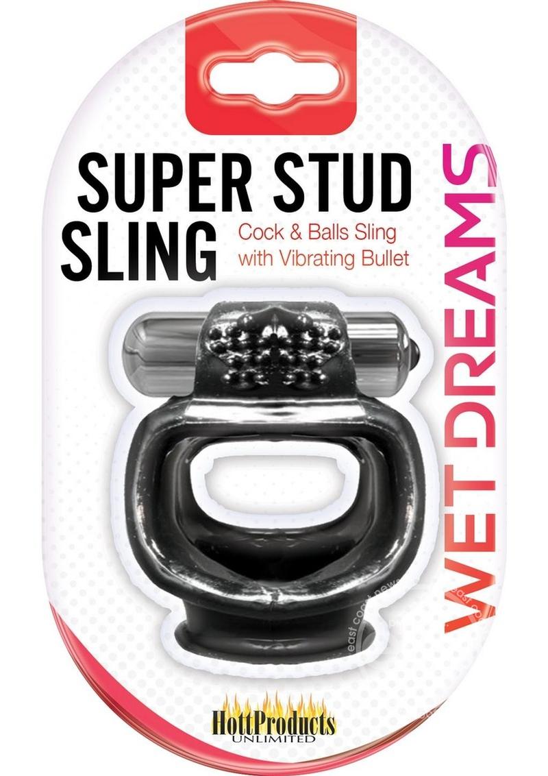 Wet Dreams Vibrating Super Stud Sling Silicone Cock Ring Waterproof