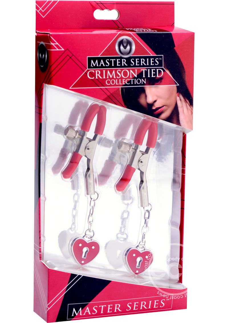 Master Series Charmed Heart Padlock Nipple Clamps