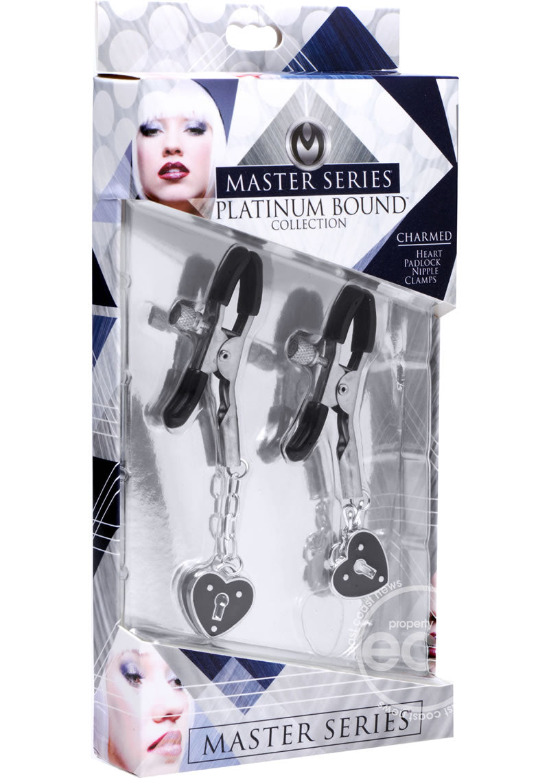 Master Series Charmed Heart Padlock Nipple Clamps