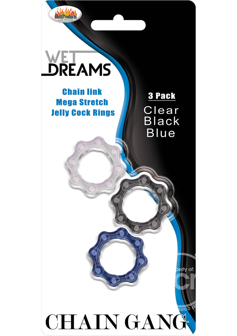 Wet Dreams Chain Gang Cock Rings 3 Each Per Pack