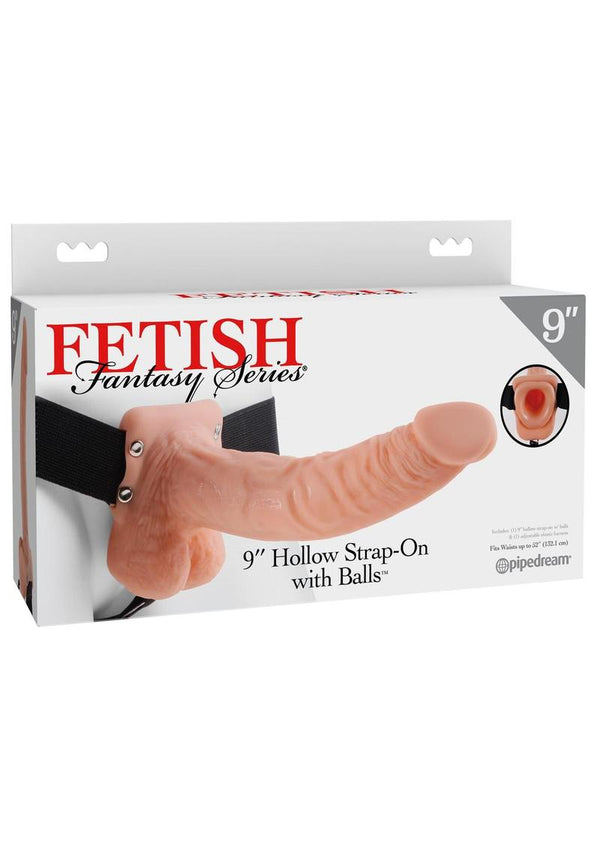 Fetish Fantasy Series Hollow Strap-On Dildo with Balls and Stretchy Harness 9in