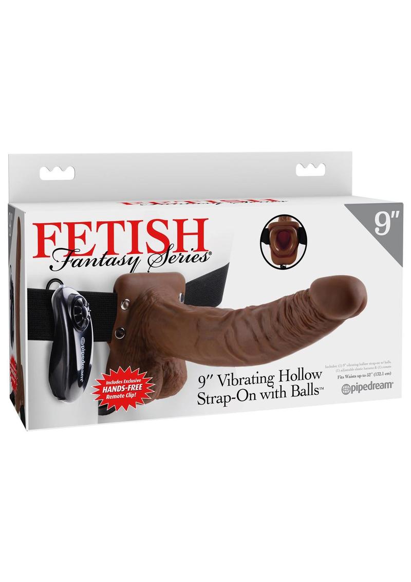 Fetish Fantasy Series Vibrating Hollow Strap-On Dildo with Balls and Harness with Remote Control 9in