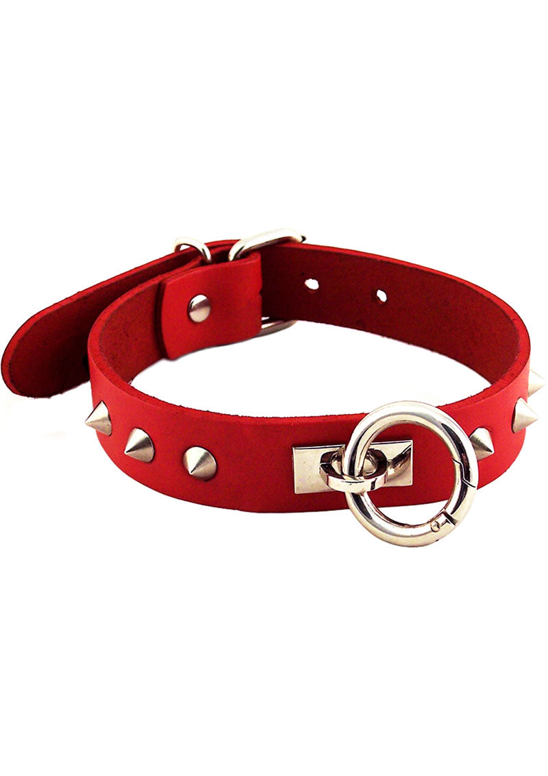 Rouge O Ring Studded Adjustable Leather Collar