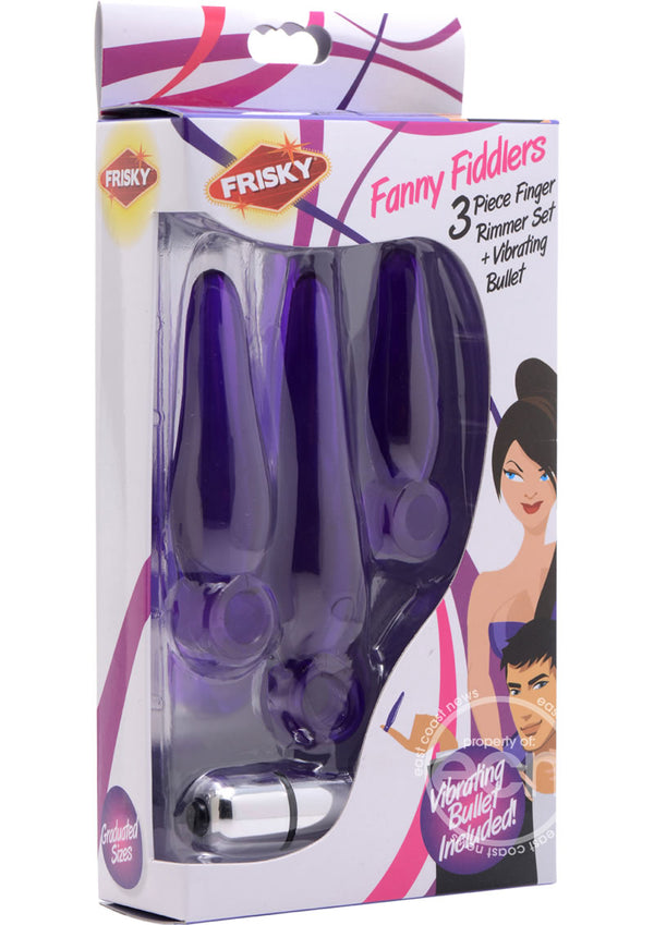 Frisky Fanny Fiddlers 3 Piece Finger Rimmer Set + Vibrating Bullet