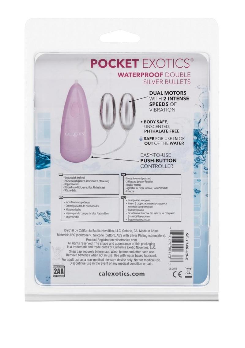 Pocket Exotics Double Silver Bullets with Wired Remote Control