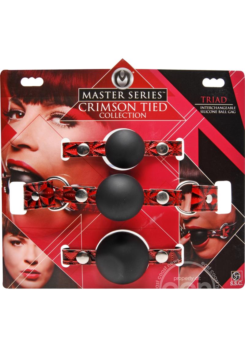 Master Series Crimson Tied Triad Interchangeable Silicone Ball Gag