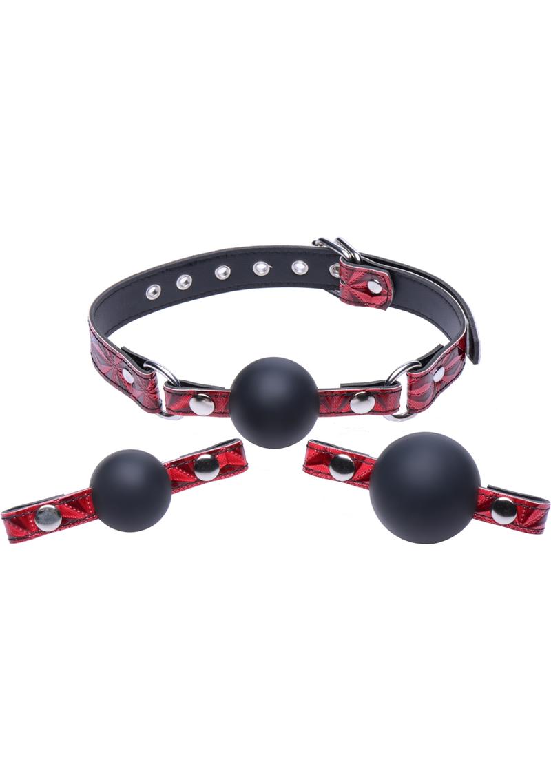 Master Series Crimson Tied Triad Interchangeable Silicone Ball Gag