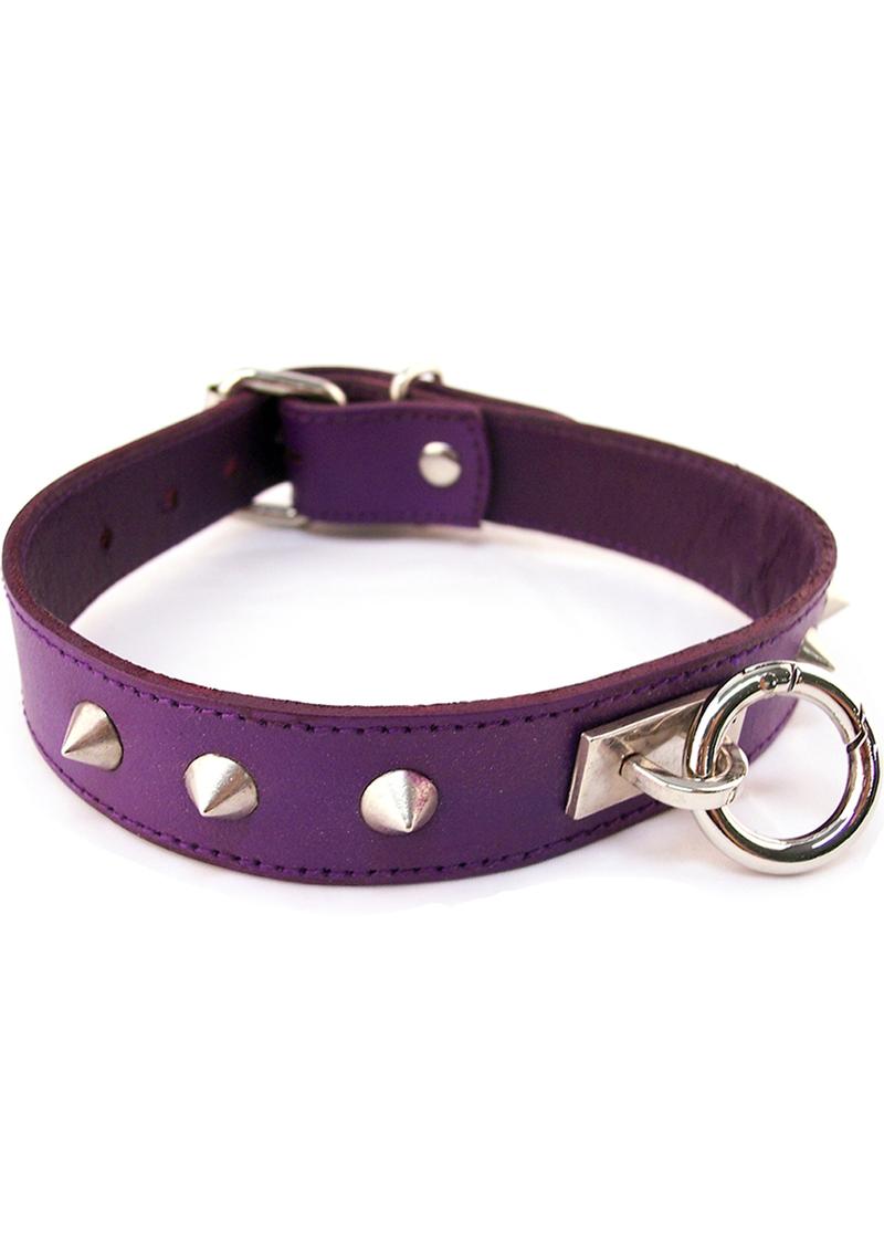 Rouge O Ring Studded Adjustable Leather Collar