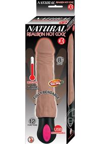 Natural Realskin Hot Cock 3 Rechargeable Warming Dildo