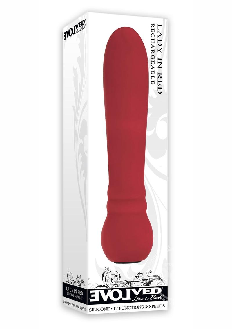 Lady In Red Rechargeable Silicone Bullet Vibrator with 17 Functions and Speeds