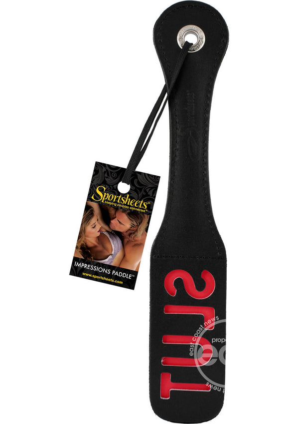 Sportsheets Leather Slut Impression Paddle 12in