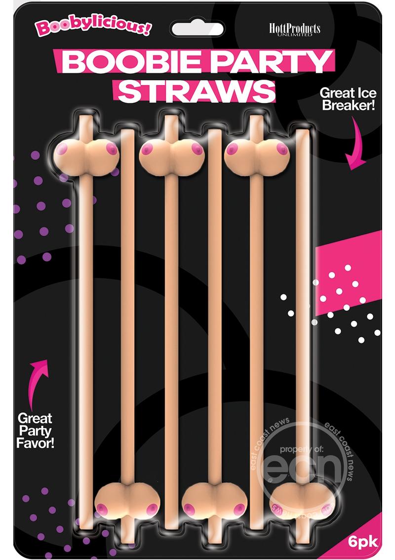 Boobylicious Boobie Party Straws Tan 6 Per Pack