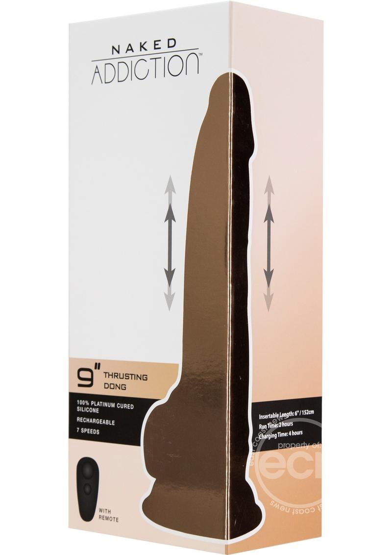 Naked Addiction Silicone Rechargeable Thrusting Dildo with Remote Control 9in