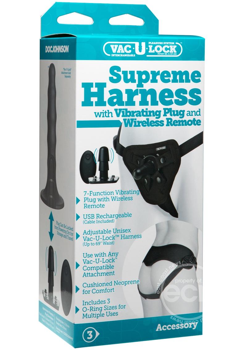 Vac-U-Lock Supreme Harness with Vibrating Plug and Remote Control