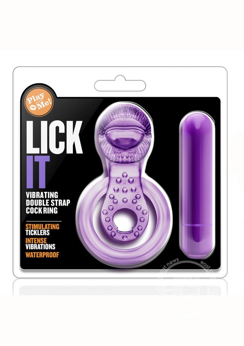 Play with Me Lick It Vibrating Double Strap Cock Ring