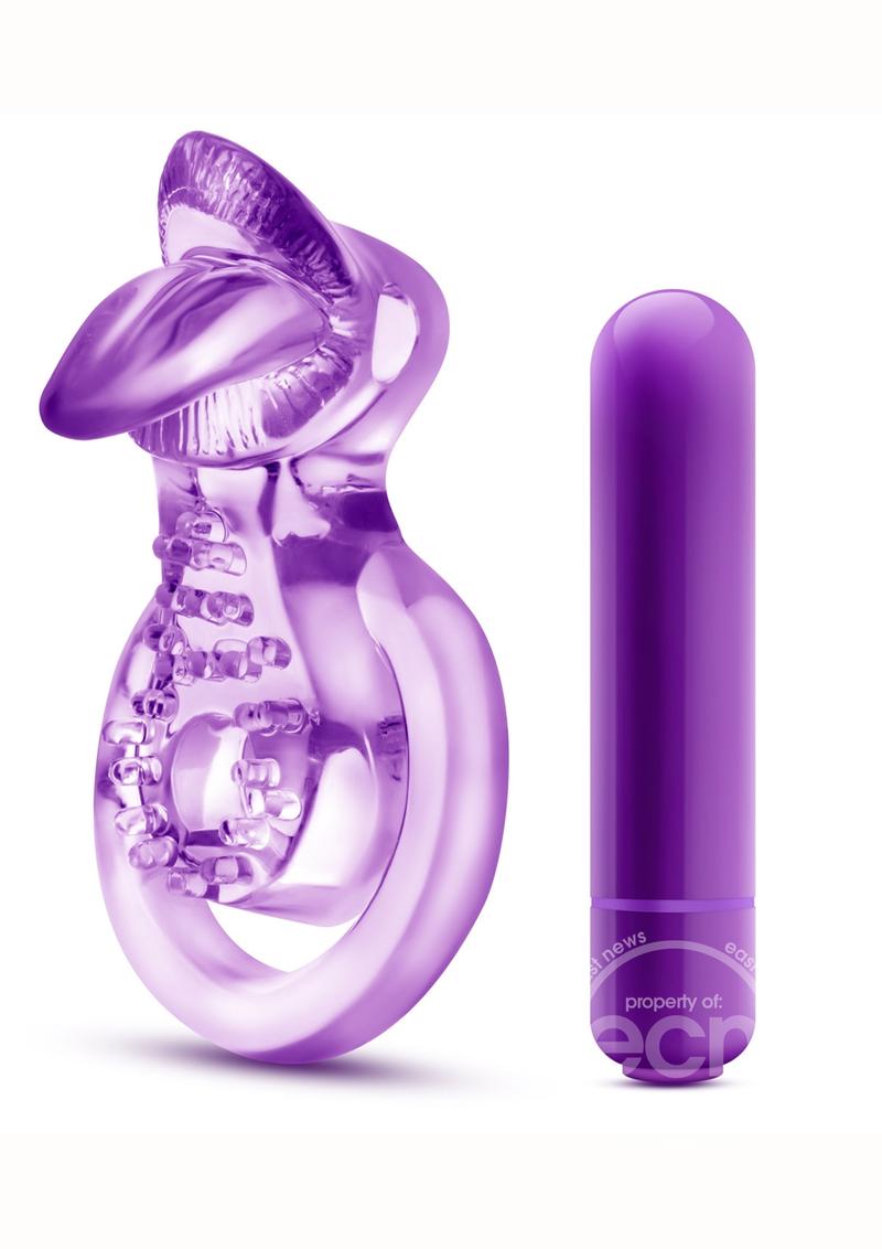 Play with Me Lick It Vibrating Double Strap Cock Ring