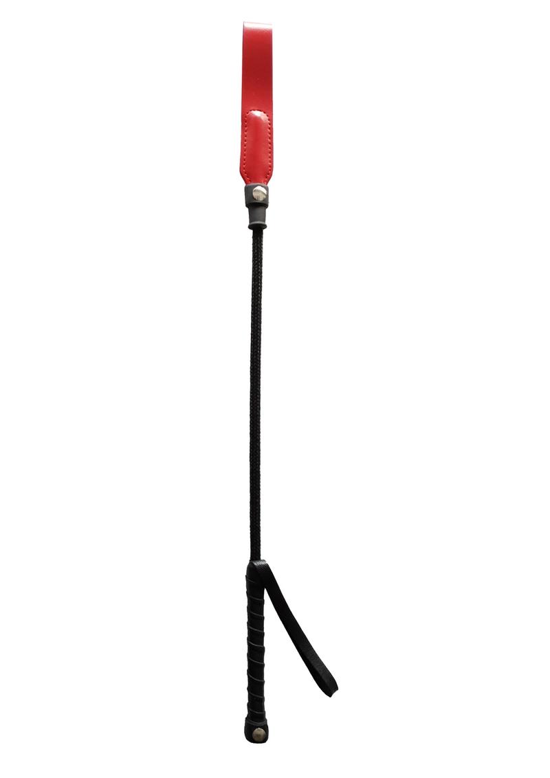 Rouge Leather Short Riding Crop with Slim Tip