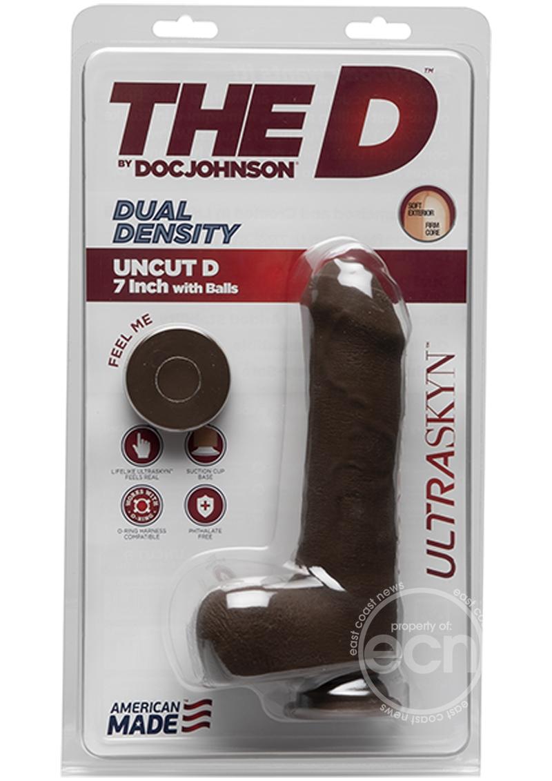 The D Uncut D Ultraskyn Dildo with Balls 7in