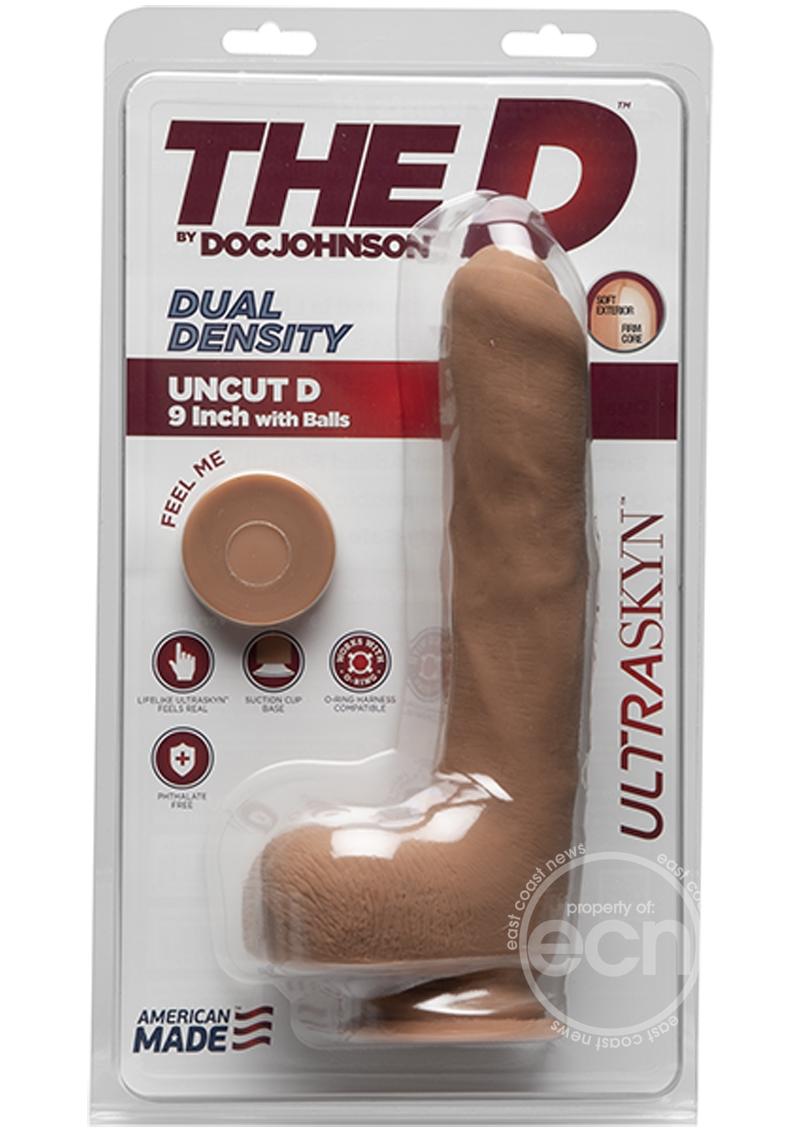 The D Uncut D Ultraskyn Dildo with Balls 9in