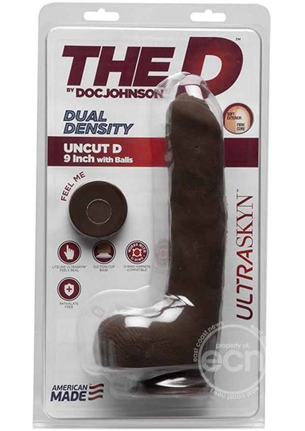 The D Uncut D Ultraskyn Dildo with Balls 9in