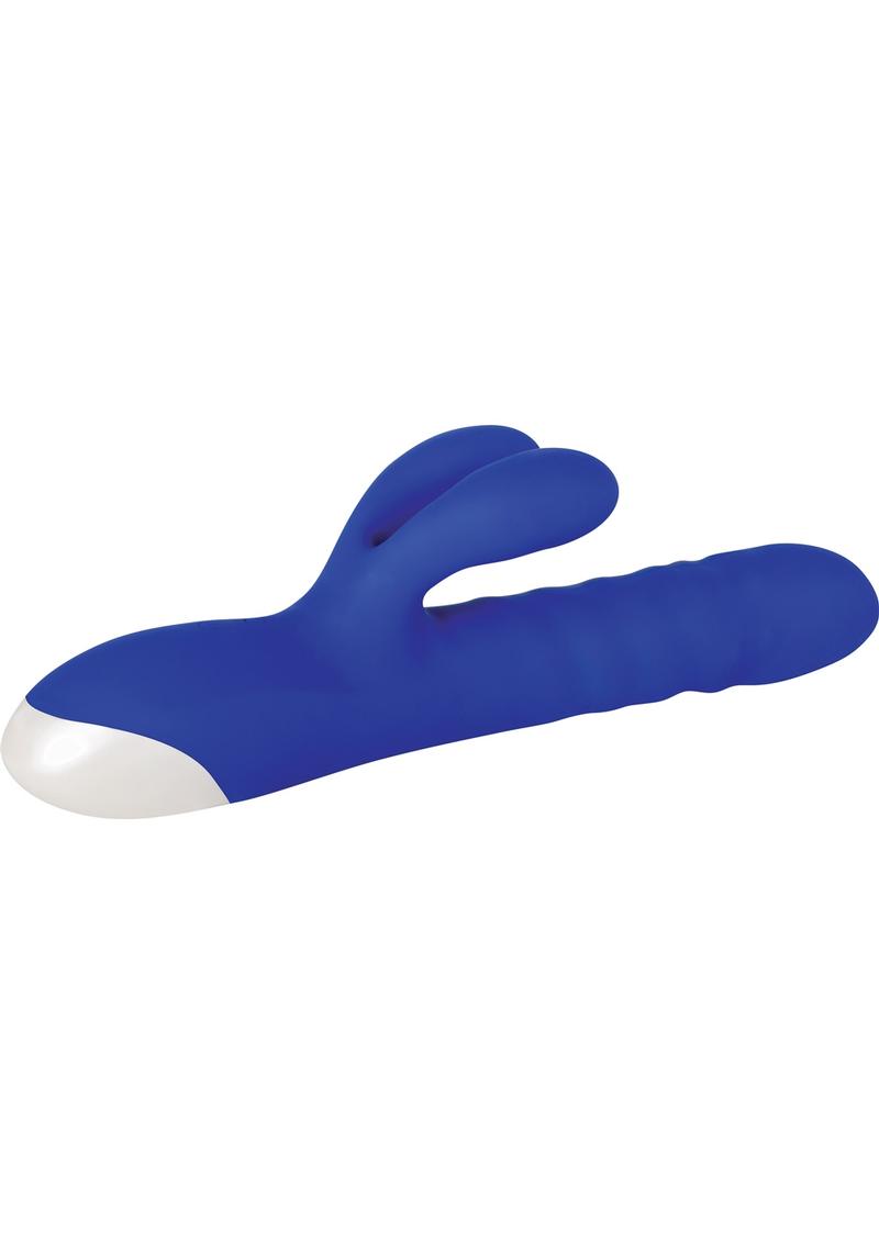 Grand Slam Thrusting and Twirling Rechargeable Silicone Vibrator with Clitoral Stimulator