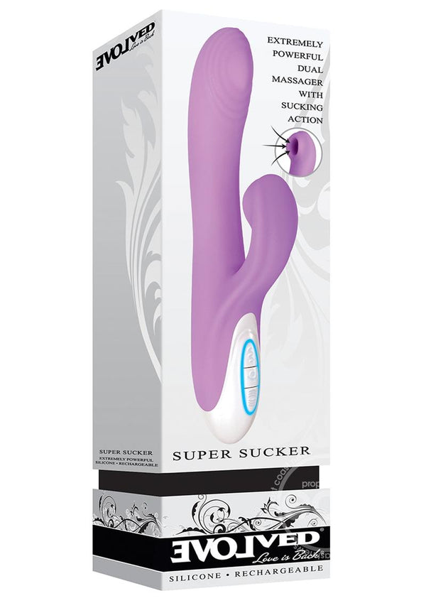 Evolved Super Sucker Rechargeable Silicone G-Spot Vibrator with Clitoral Stimulator