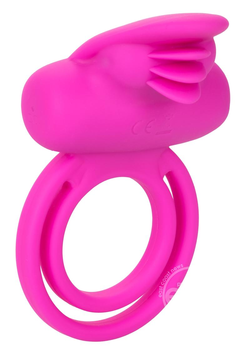 Silicone Rechargeable Dual Clit Flicker Vibrating Cockring