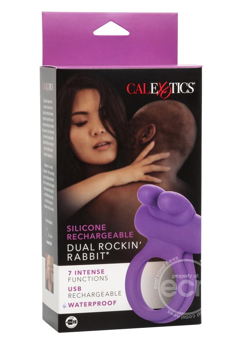 Silicone Rechargeable Dual Rockin Rabbit Multi Speed Cockring