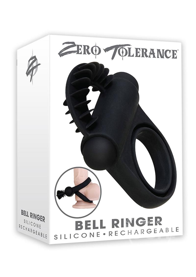 Zero Tolerance Bell Ringer Rechargeable Silicone Vibrating Cock Ring with Clitoral Stimulator and Ball Strap