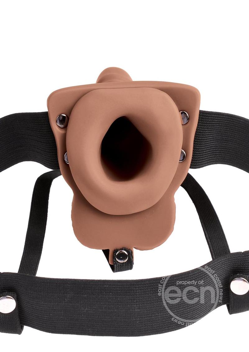 Fetish Fantasy Hollow Rechargeable Strap-On with Balls 6in - Tan