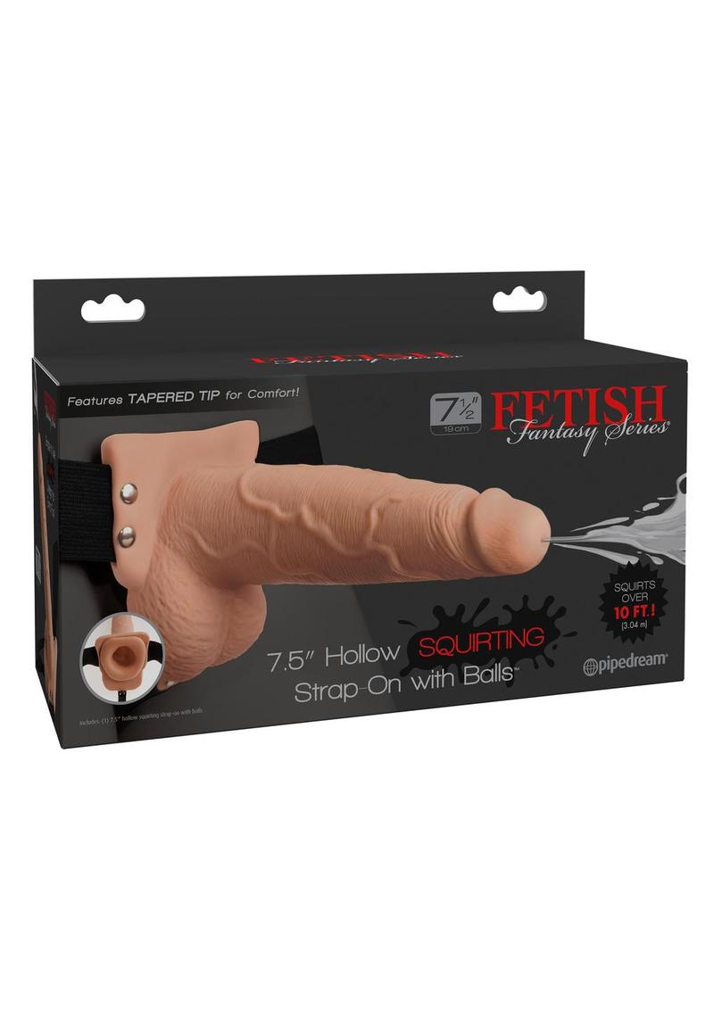 Fetish Fantasy Series Hollow Squirting Strap-On Dildo with Balls and Harness 7.5in