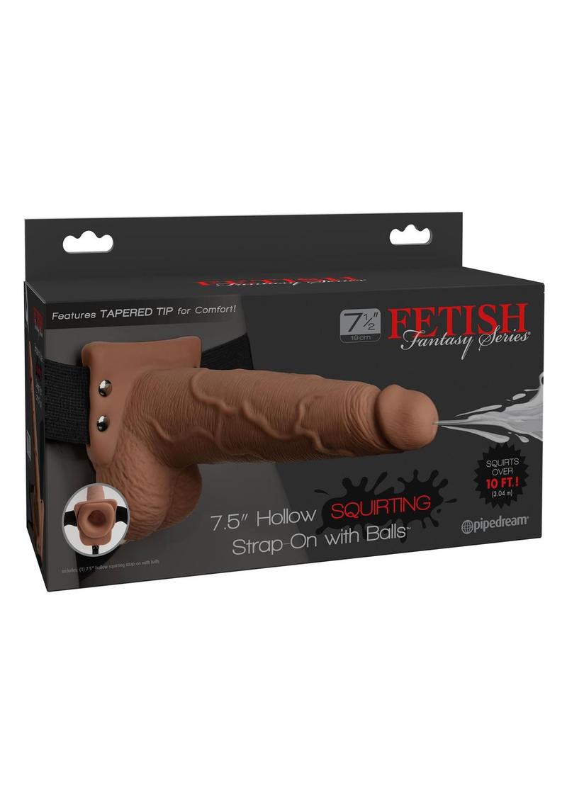 Fetish Fantasy Series Hollow Squirting Strap-On Dildo with Balls and Harness 7.5in