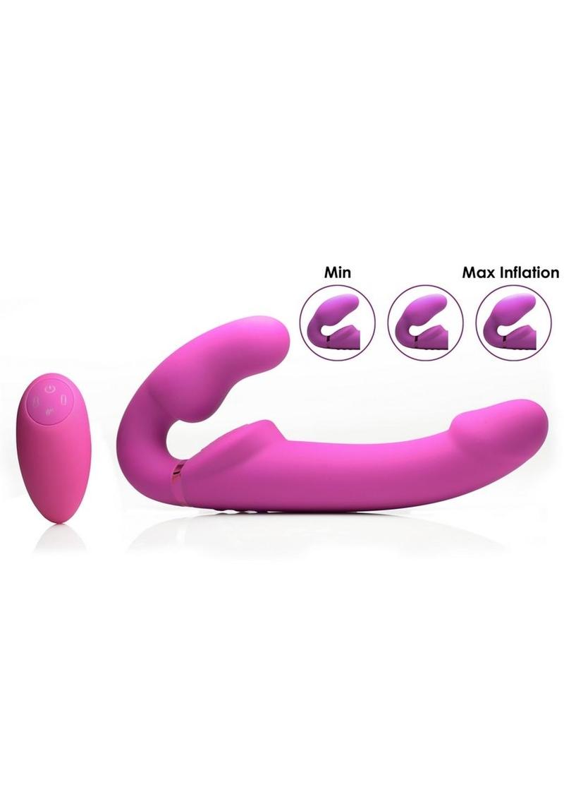 Strap U Evoke Ergo Fit Inflatable & Vibrating Silicone Strapless Strap-on with Remote Control