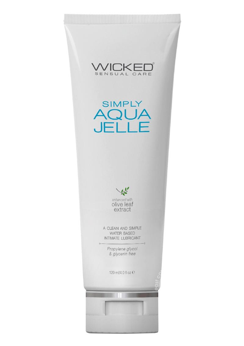 Wicked Simply Aqua Jelle Water Based Lubricant with Olive Leaf Extract 4oz Tube