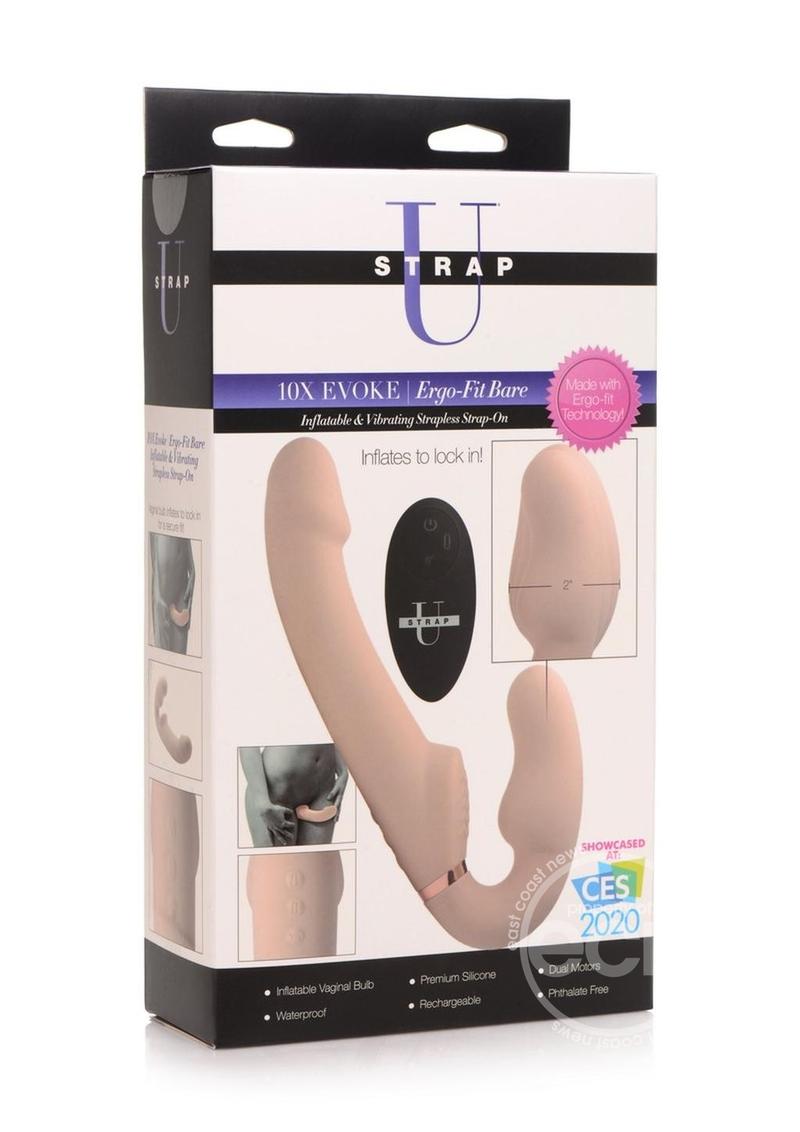 Strap U Inflatable Rechargeable Silicone Ergo Fit Strapless Strap-On with Remote Control