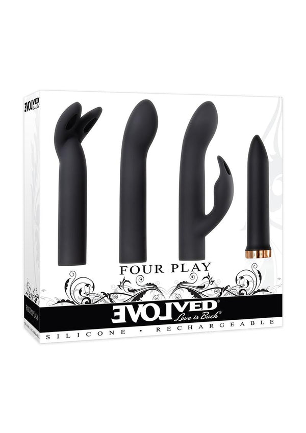 Evolved Four Play Rechargeable Bullet with 3 Silicone Sleeves Kit