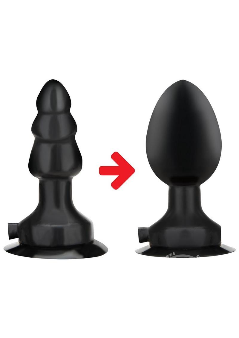 Lux Fetish Inflatable Vibrating Butt Plug with Suction Base and Remote Control 4in