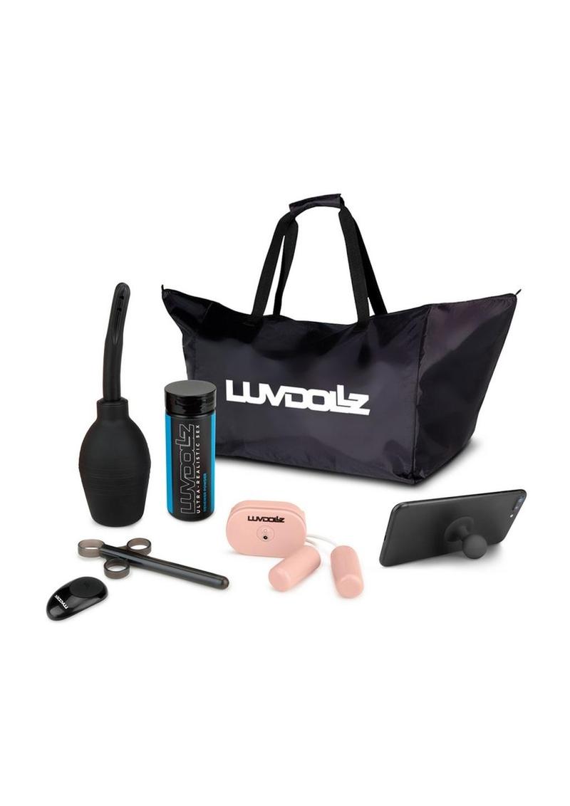 LuvDollz Remote Controlled Spread Eagle Vibrating Rechargeable Masturbator with Bullets and Remote Control - Pussy & Ass