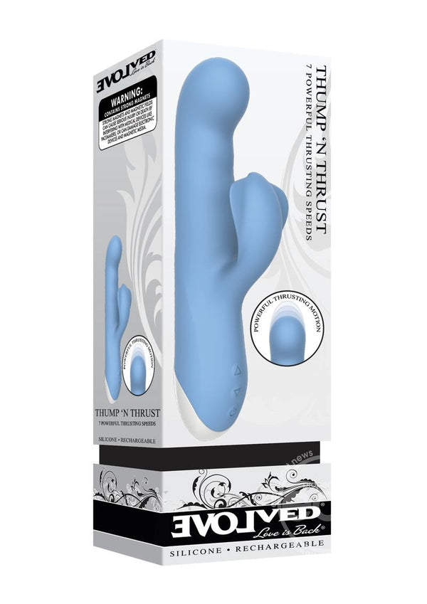 Thump & Thrust Rechargeable Silicone Vibrator with Clitoral Stimulator