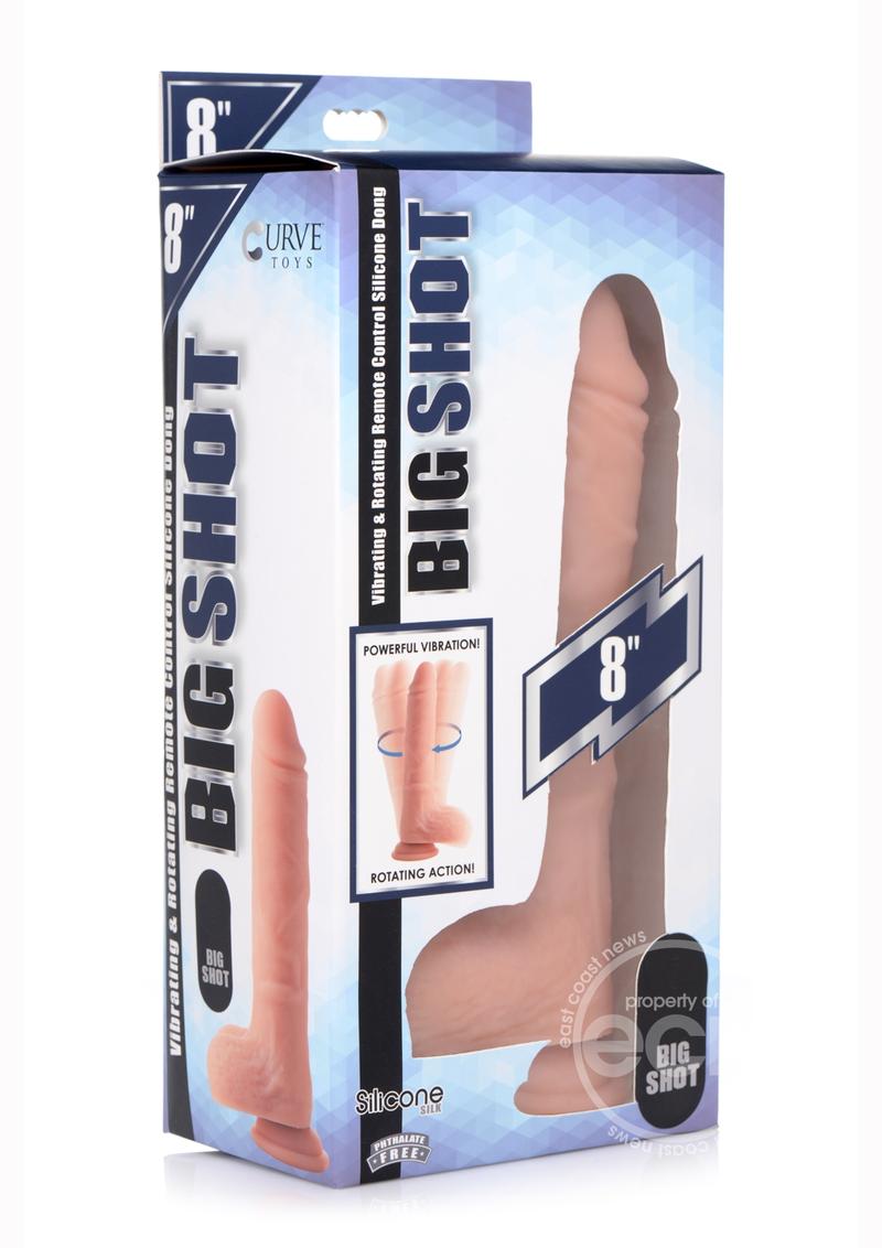 Big Shot Silicone Vibrating & Twirling Remote Control Rechargeable Dildo with Balls 8in