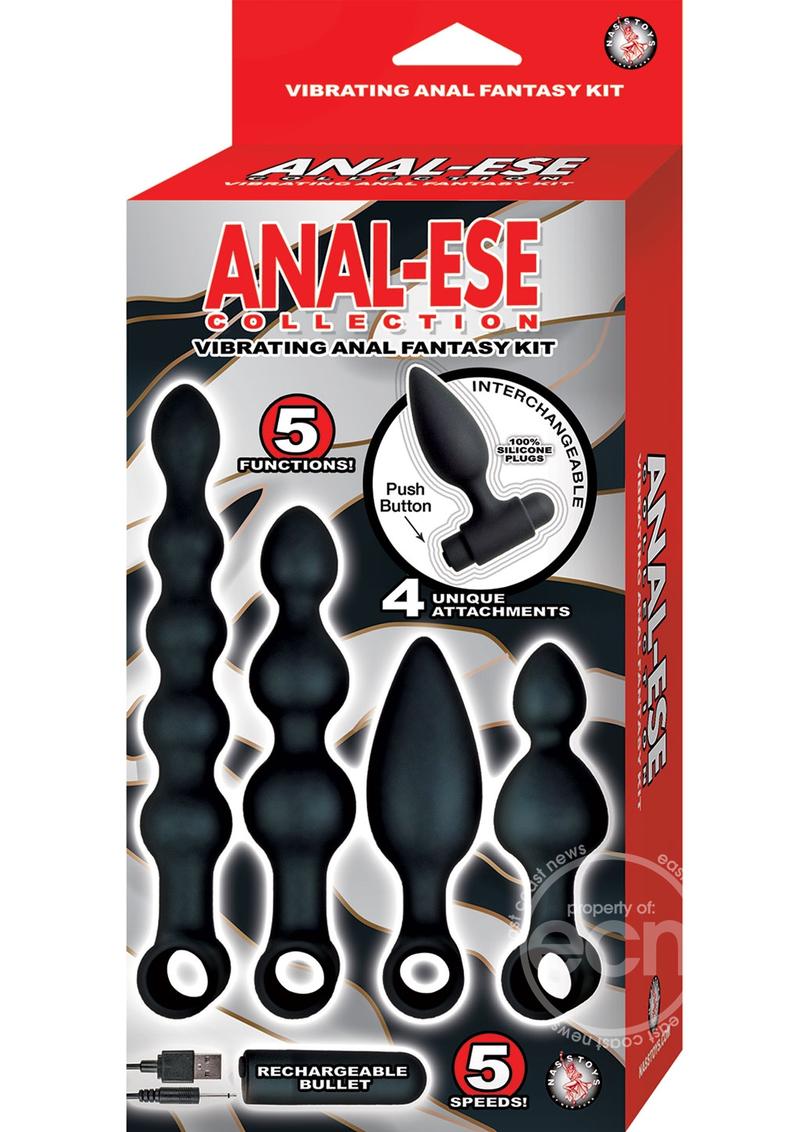 Anal-Ese Collection Silicone Rechargeable Vibrating Anal Fantasy Kit (Set of 5)